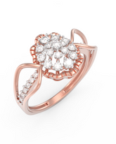 18K Gold & Diamond Ring For Women KRL10418